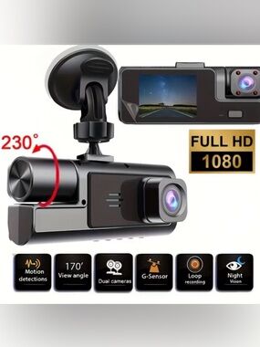 Dual Lens Dash Cam Black 1080 Full HD with 170° Wide Angle NWT